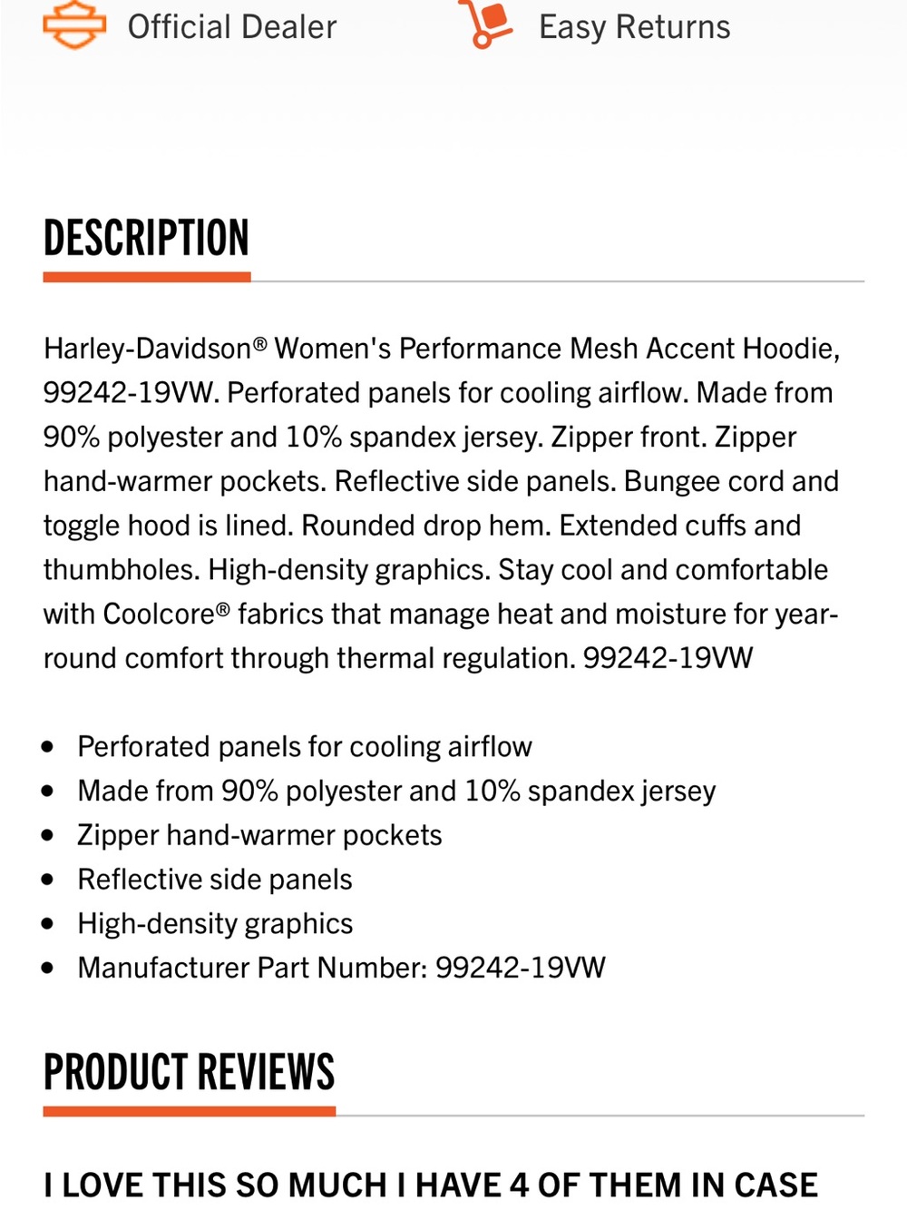 Harley-Davidson Women’s Performance Mesh Hoodie - Picture 14 of 14